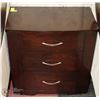 Image 1 : WOOD BROWN 3 DRAWER SIDE TABLE