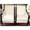 Image 1 : LOT OF 2 CREAM  AND BROWN ACCENT CHAIRS
