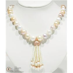 ST.SILVER PEARL NECKLACE W/ GOLD PLATED PENDANT