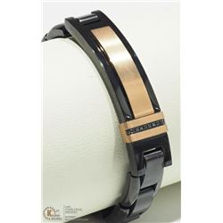 STAINLESS STEEL 2-TONED 10 DIAMOND MEN'S BRACELET