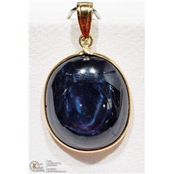 14K YELLOW GOLD LARGE SAPPHIRE PENDANT