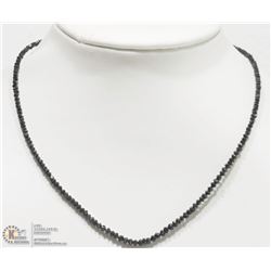 18K WHITE GOLD BLACK DIAMOND BEAD NECKLACE