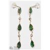 Image 2 : 14K YELLOW GOLD EMERALD & DIAMOND EARRINGS