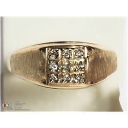 14K YELLOW-WHITE GOLD 9 DIAMOND MEN'S RING