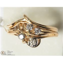 14K YELLOW WHITE GOLD DIAMOND RING SIZE 8