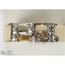 10K YELLOW-WHITE GOLD DIAMOND INITIALS "P.J" RING