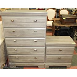 CHEST OF DRAWERS AND MATCHING END TABLE
