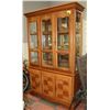 Image 1 : OAK BUFFET & HUTCH WITH GLASS SHELVES