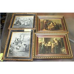 4) FOUR ANTIQUE FRAMED PICTURES