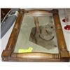 Image 1 : 3) SMALL WOOD FRAMED MIRROR
