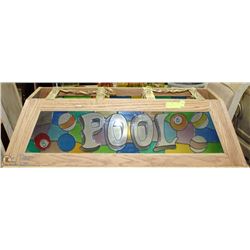 VINTAGE POOL TABLE LIGHT.  PAINTED GLASS