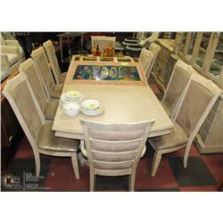 SHOWHOME DININGROOM TABLE WITH LEAF, 10 CHAIRS