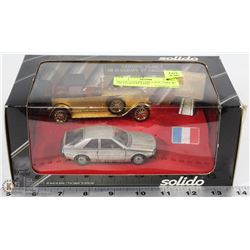 SET OF 2 SOLIDO DIE CAST CARS W/ 24KT GOLD PLATED