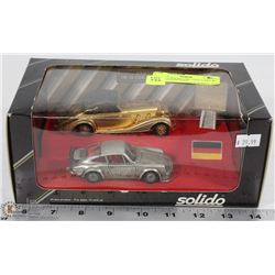 SET OF 2 SOLIDO DIE CAST CARS W/ 24KT GOLD PLATED