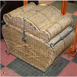 METAL AND WICKER STORAGE CHEST