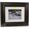 Image 1 : BLACK & WHITE ANTIQUE VEHICLE PRINT MATTED FRAMED
