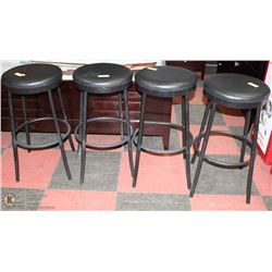BLACK LEATHER PADDED SEAT BAR STOOL X4