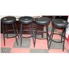 Image 1 : BLACK LEATHER PADDED SEAT BAR STOOL X4