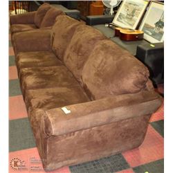 CLOTH BROWN SOFA AND NON MATCHING LOVESEAT