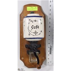 VINTAGE WALL COFFEE GRINDER WITH DELFT PATTERN