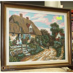 LARGE VINTAGE NEEDLEPOINT PROFESSIONALLY FRAMED