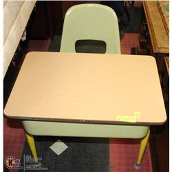 VINTAGE 1960's WOOD AND METAL SCHOOL DESK -