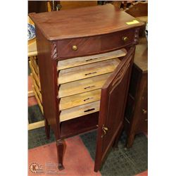 6) WOOD CARVED CABINET FOR  (SHEET MUSIC)?