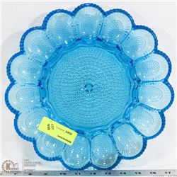 ESTATE BLUE GLASS DEVILLED EGG DISH