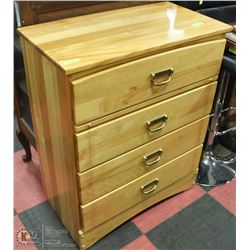 WOOD 4 DRAWER CHEST OF DRAWERS