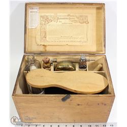 ANTIQUE PYROGRAPHY (WOOD BURNING) KIT W/ WOOD
