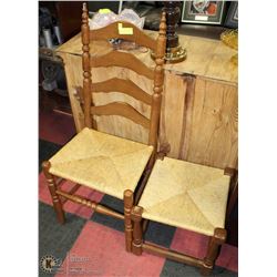 WOOD CHAIR & FOOT STOOL