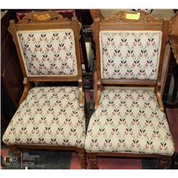 SET OF 2 ANTIQUE NEEDLEPOINT SLIPPER CHAIRS