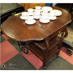 SOLID WOOD DBL DROP LEAF TEA CART