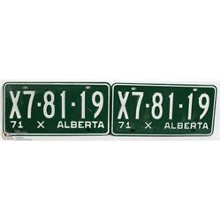 SET OF TWO NEW 1971 ALBERTA LICENSE PLATES