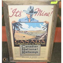 C.N.R. "ITS MINE" CANADA FRAMED PICTURE