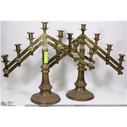 PAIR OF VINTAGE BRASS 7 ARM CANDLEBRA STICKS