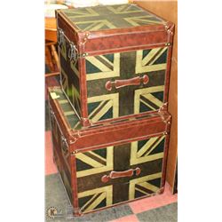 PAIR OF BRITISH FLAG SQUARE TRUNKS