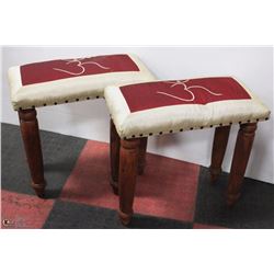 2 CHINESE WOOD MATERIAL STOOLS