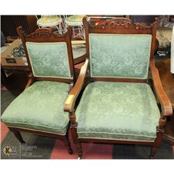 HIS AND HERS ANTIQUE PARLOUR CHAIRS