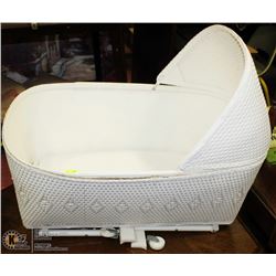 WICKER BABY PRAM ON WHEELS