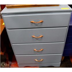 4 DRAWER BLUE PAINTED WOOD DRESSER