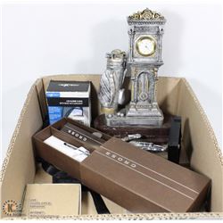 BOX WITH VINTAGE "SUIT OF ARMOR" TABLE