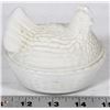 Image 1 : MILK GLASS HEN ON NEST TRINKET BOX