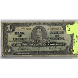 1937 CANADIAN $1 DOLLAR BILL