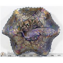 FENTON BLUE PEACOCK AT THE URN CARNIVAL