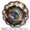 Image 1 : RUFFLED EDGE CARNIVAL GLASS BOWL  WITH A KANGAROO