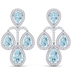 30.54 CTW Royalty Sky Topaz & VS Diamond Earrings 18K White Gold - REF-409R3K - 39369