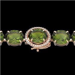 65 CTW Green Tourmaline & Micro VS/SI Diamond Halo Bracelet 14K Rose Gold - REF-593T8X - 22262