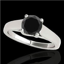 1 CTW Certified Vs Black Diamond Solitaire Ring 10K White Gold - REF-42R4K - 35528