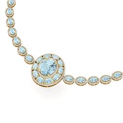 45.12 CTW Royalty Sky Topaz & VS Diamond Necklace 18K Yellow Gold - REF-836H4W - 39287